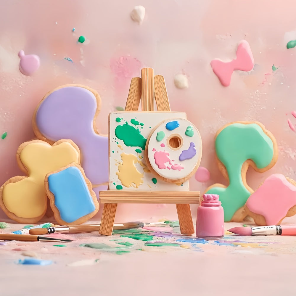 Cake Photography Backdrops Pastel Art Cookie Palette Cake Smash Backdrop UK TWW59-254