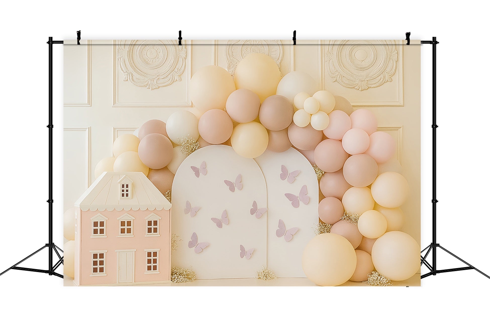 Cake Smash Backdrops Butterfly House Balloon Garden Happy Birthday Backdrop UK TWW59-257