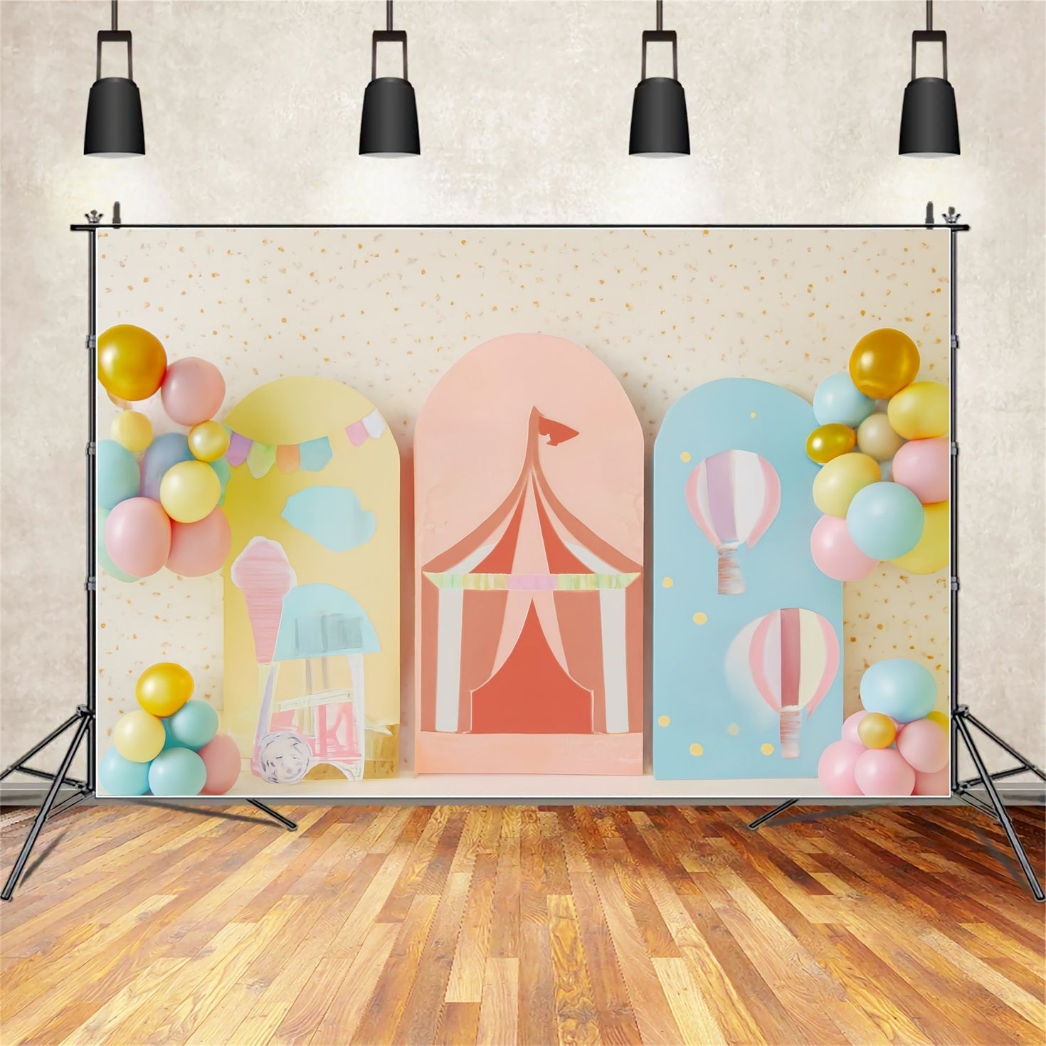 Cake Smash Backdrop Pastel Circus Carnival Fun Birthday Backdrops UK TWW59-259