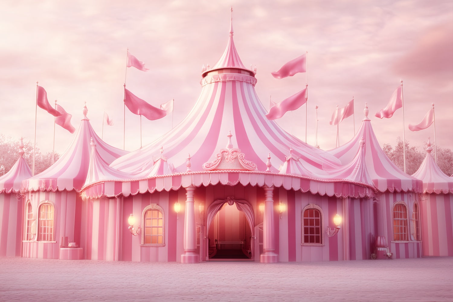 Carnival Tent Backdrop Pink Fairytale Carnival Tent Pink Circus Backdrop UK TWW59-30
