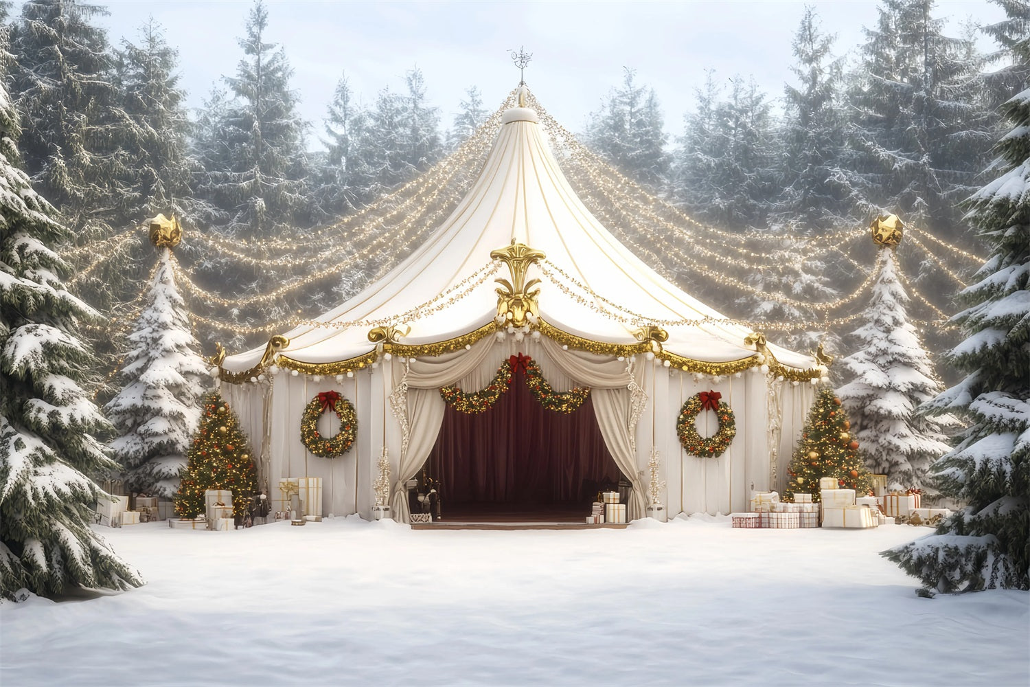 Christmas Circus Backdrop White Christmas Garland Tent Circus Backdrop Ideas UK TWW59-31