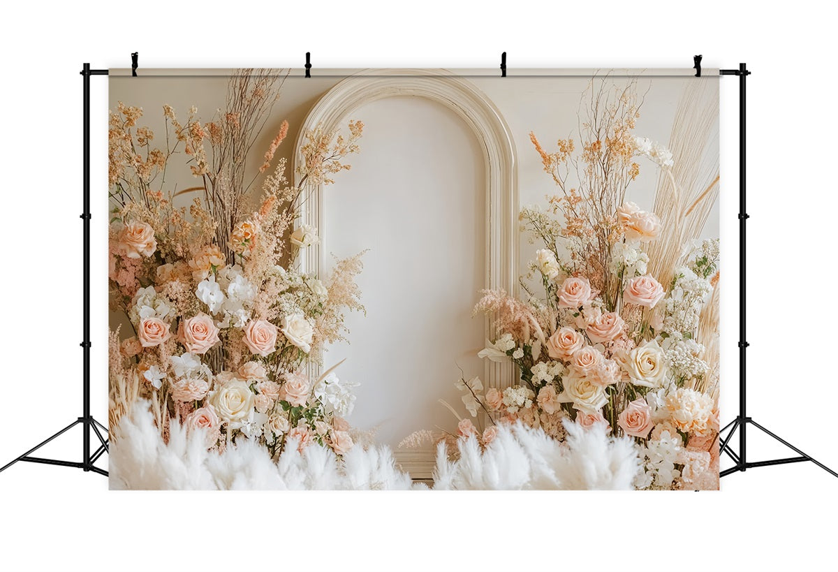 Wedding Boho Backdrop Blush Rose Arch Floral Elegance Wedding Backdrop UK TWW59-35