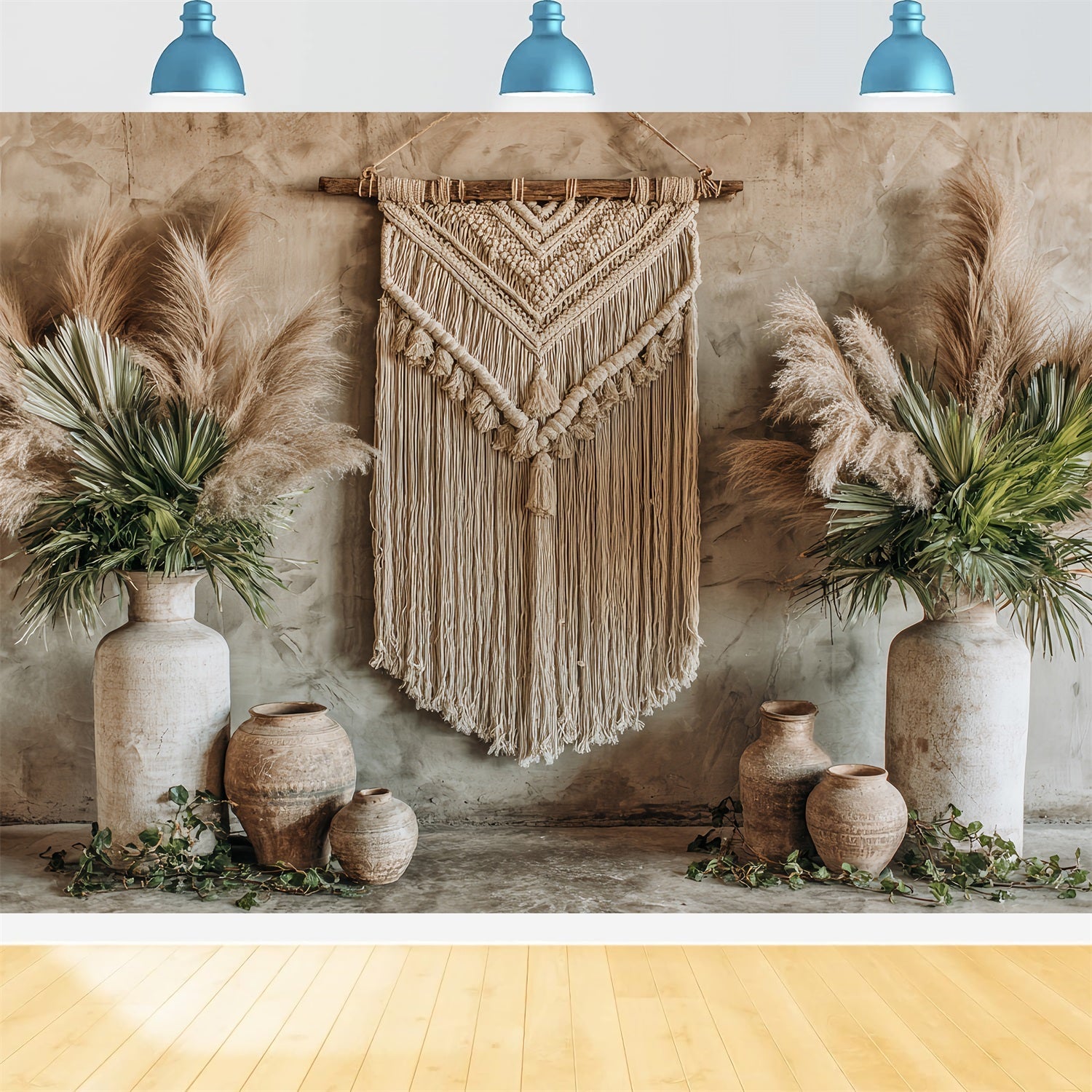 Wedding Macrame Backdrop Rustic Macrame Pampas Decor Boho Wedding Backdrop UK TWW59-50