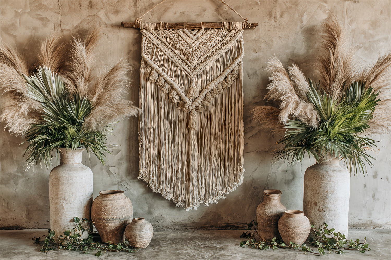 Wedding Macrame Backdrop Rustic Macrame Pampas Decor Boho Wedding Backdrop UK TWW59-50