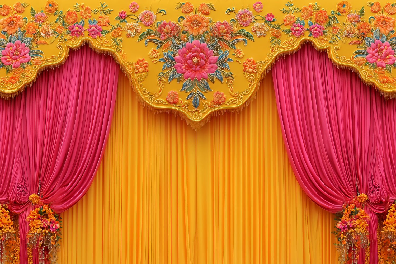Wedding Indian Backdrop Vibrant Floral Curtain Drapes Wedding Backdrops UK TWW59-53
