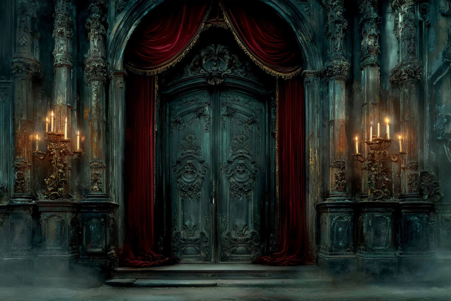 Wedding Gothique Backdrop Gothic Candlelit Castle Door Vintage Wedding Backdrop UK TWW59-54