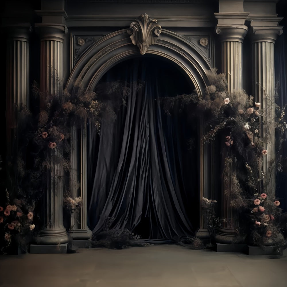 Wedding Gothique Backdrop Gothic Columns Dark Floral Wedding Backdrops UK TWW59-59