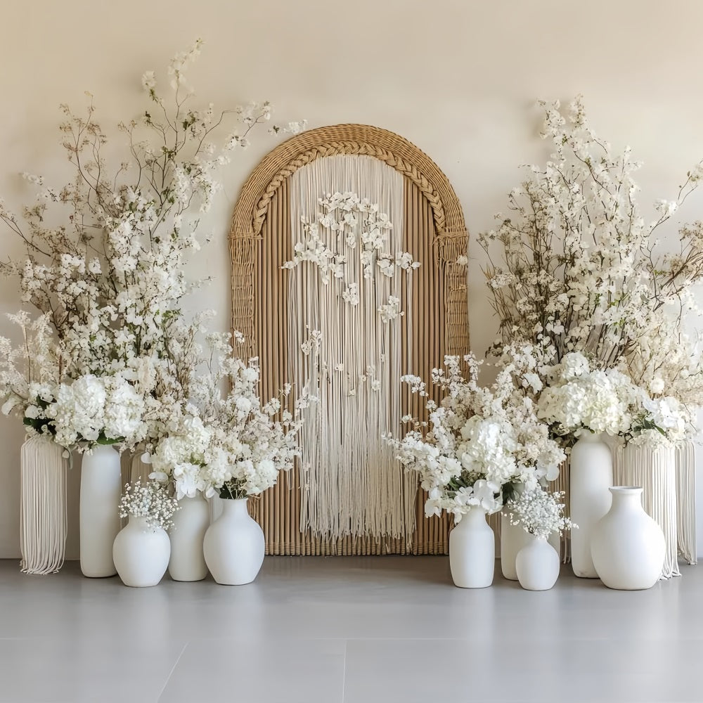 Wedding Boho Backdrop Rustic Arch White Blossoms Wedding Backdrop UK TWW59-61