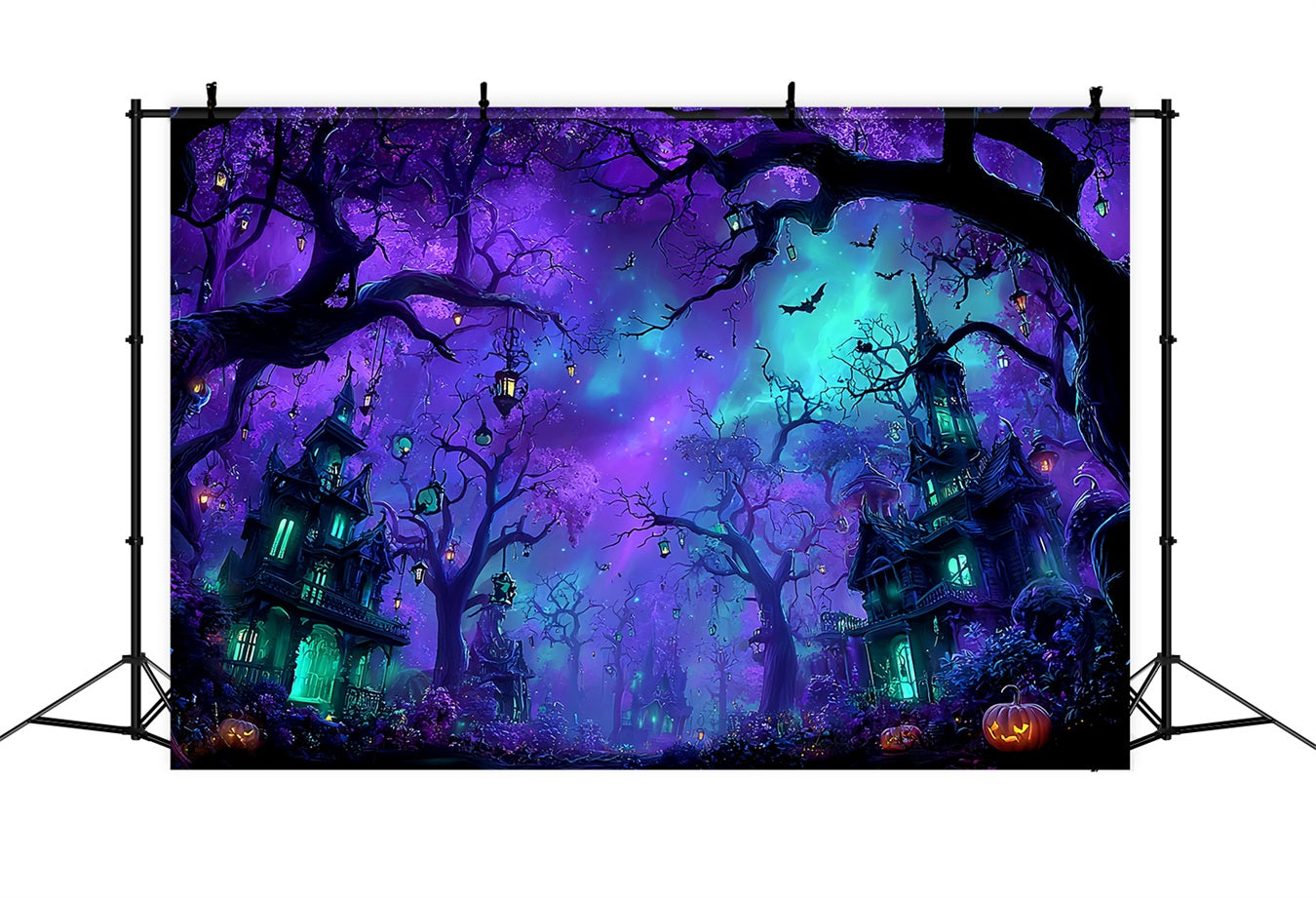 Halloween Color Backdrop Enchanted Purple Haunted Forest Halloween Backdrop Ideas UK TWW59-66