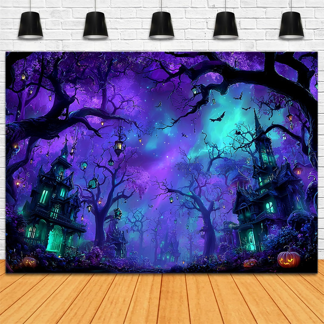 Halloween Color Backdrop Enchanted Purple Haunted Forest Halloween Backdrop Ideas UK TWW59-66
