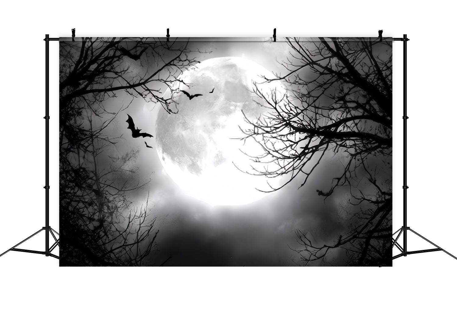 Halloween Moon Backdrop Full Moon Flying Bats Halloween Photography Backdrop UK TWW59-67