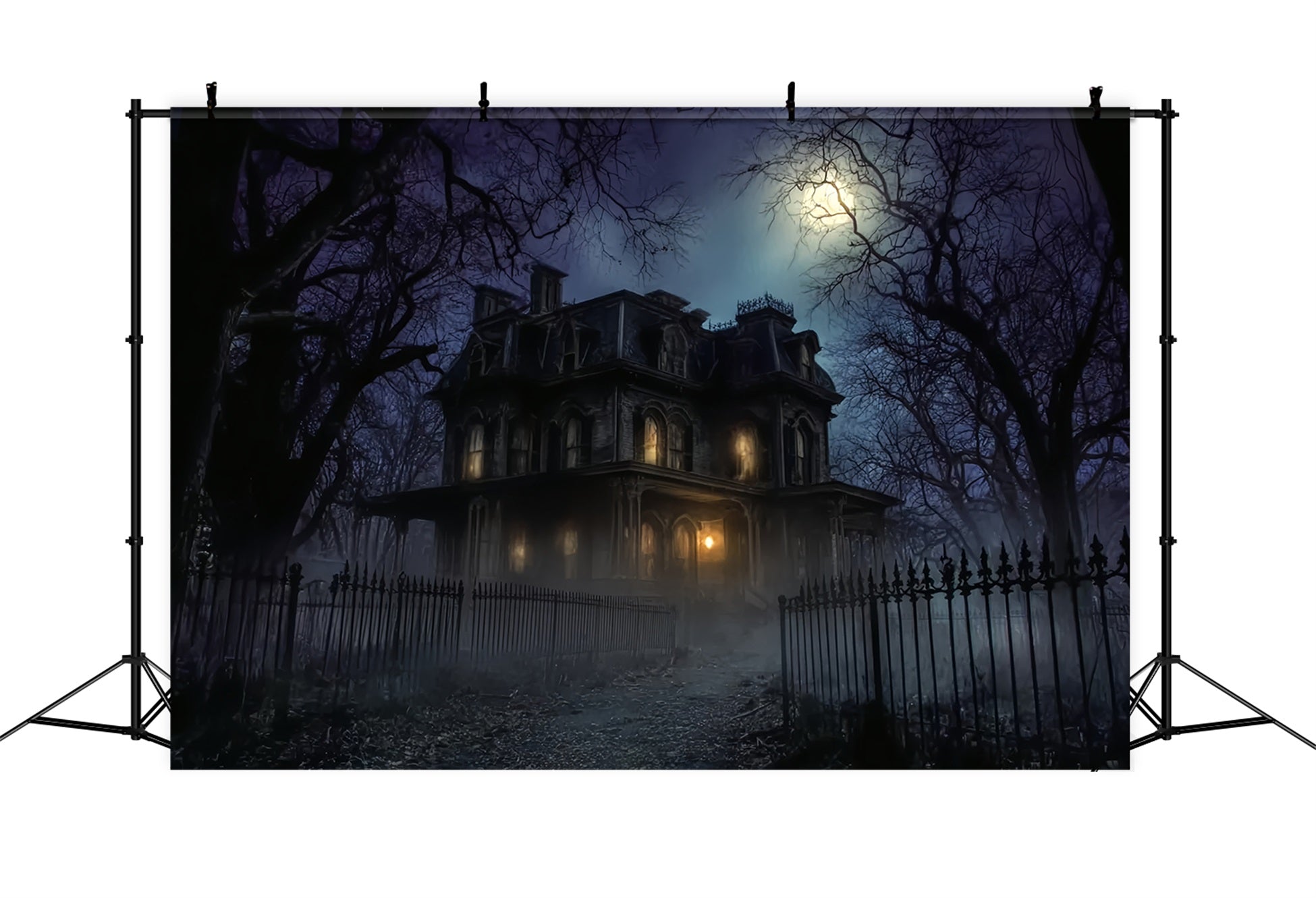 Halloween Haunted Mansion Backdrop Dark Scary House Night Halloween Backdrops UK TWW59-68