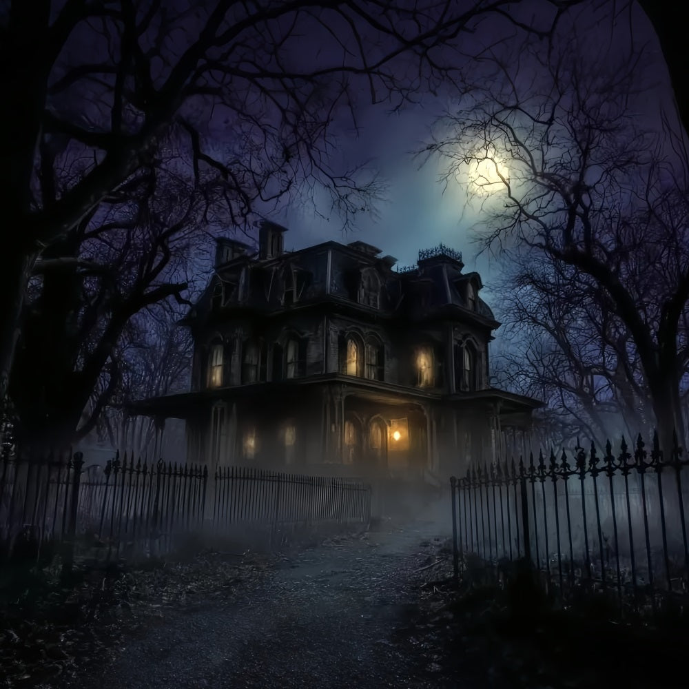Halloween Haunted Mansion Backdrop Dark Scary House Night Halloween Backdrops UK TWW59-68