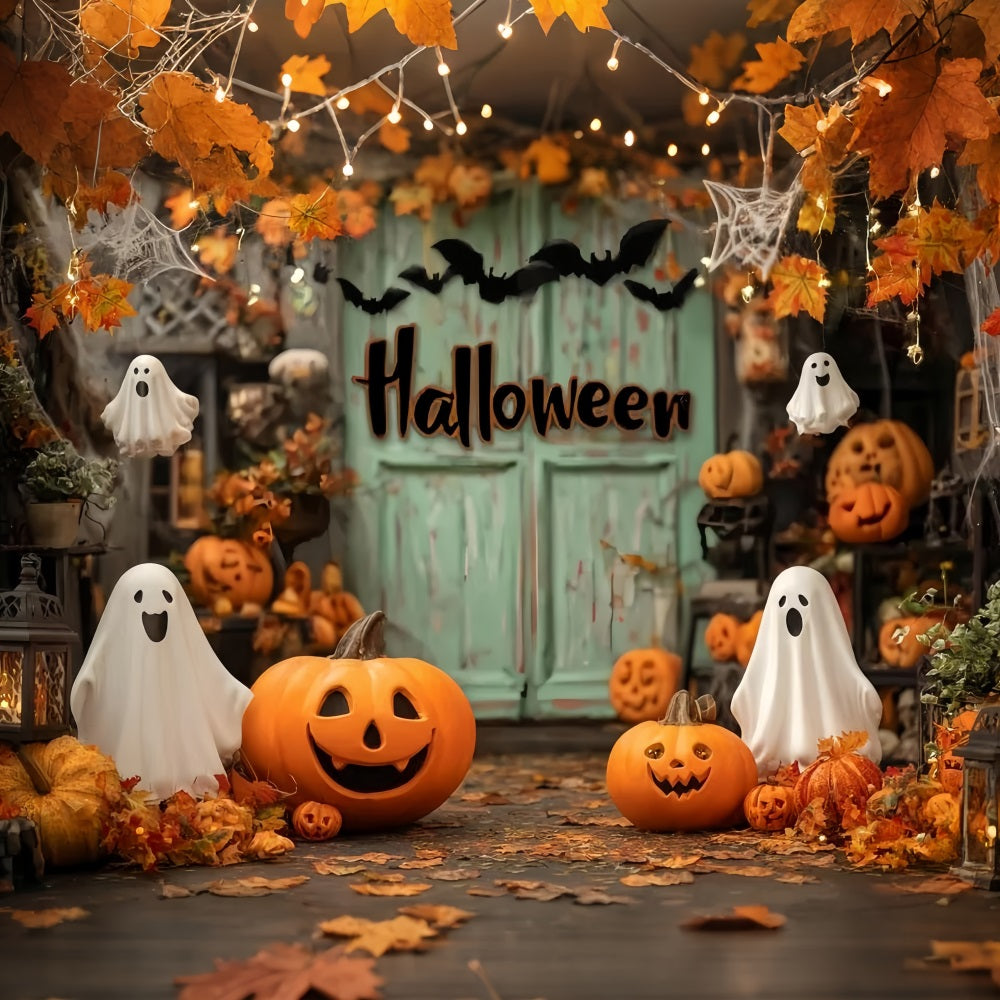 Halloween Ghost Backdrop Smiling Pumpkins Autumn Ghosts Halloween Photography Backdrop UK TWW59-72