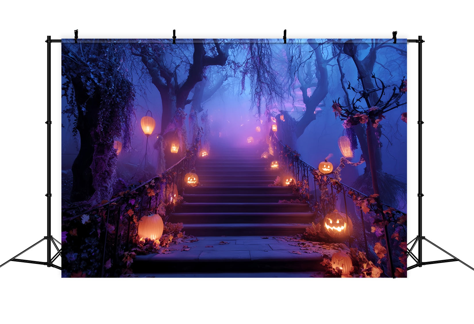Halloween Color Backdrop Pumpkin Lantern Stairway Path Scary Halloween Backdrops UK TWW59-76