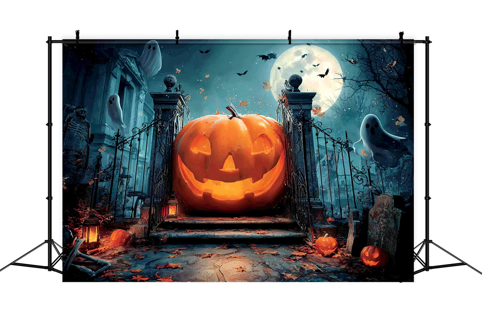 Halloween Creepy Backdrop Giant Pumpkin Ghostly Gate Halloween Backdrop Ideas UK TWW59-79