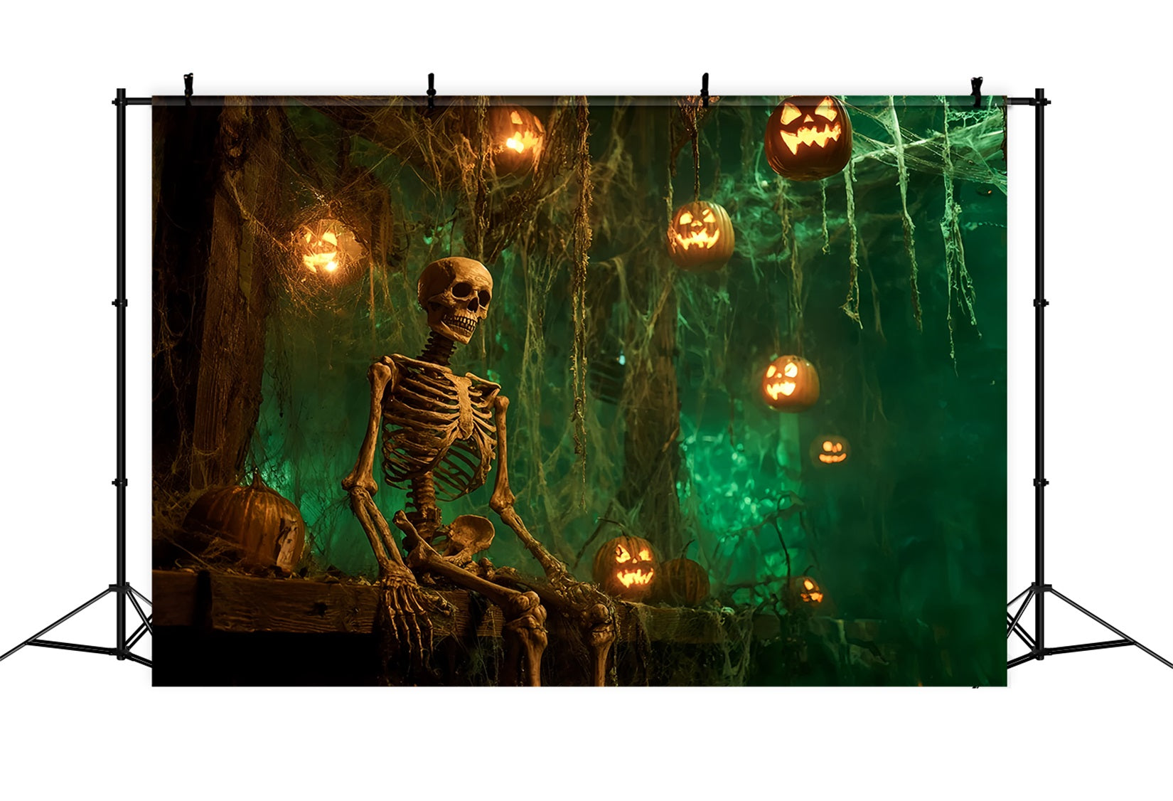 Halloween Scary Backdrop Skeleton Lantern Haunted Forest Spooky Halloween Backdrop UK TWW59-82