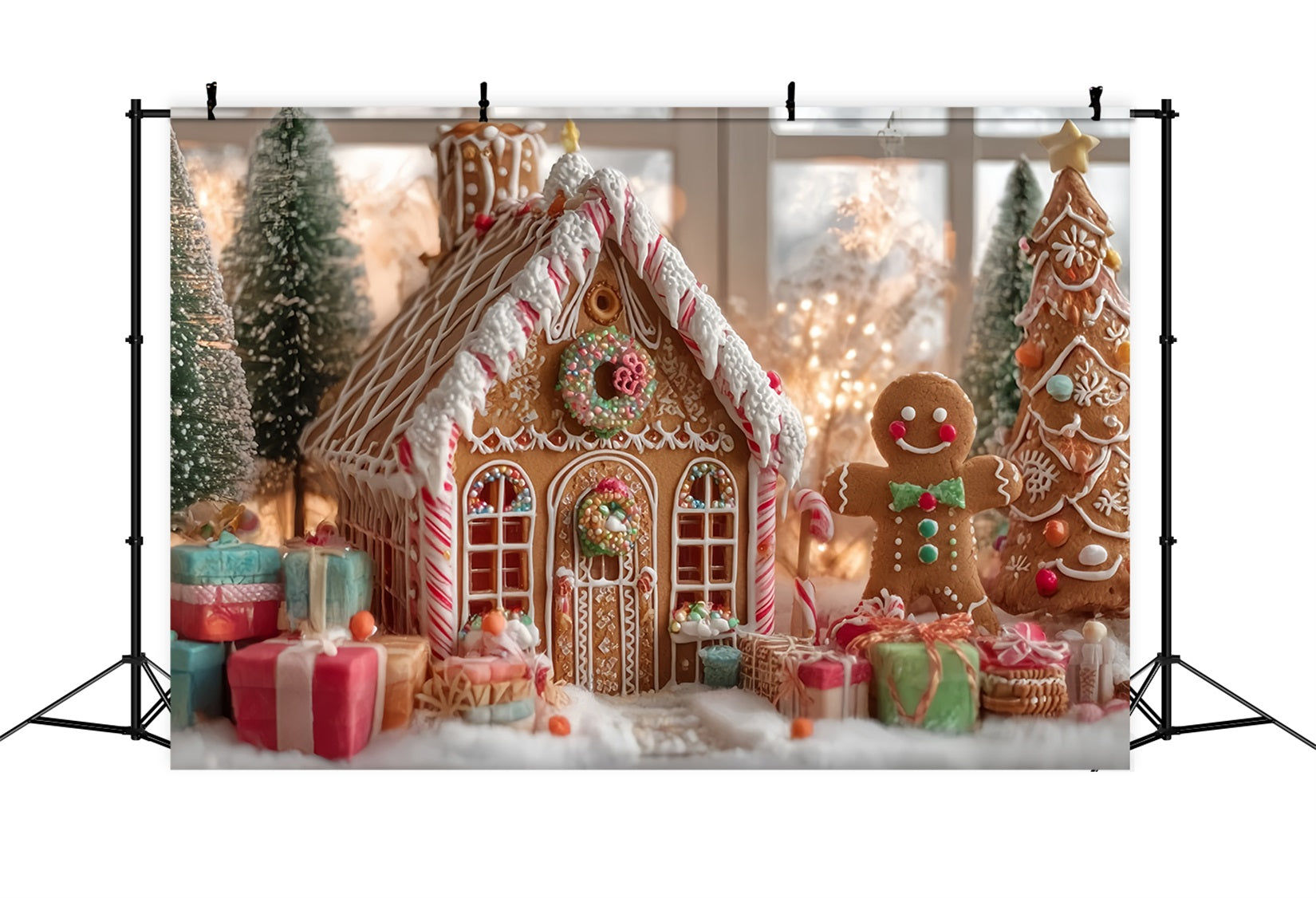 Gingerbread House Backdrop Holiday Cheer Gingerbread House Christmas Backdrops UK TWW59-92
