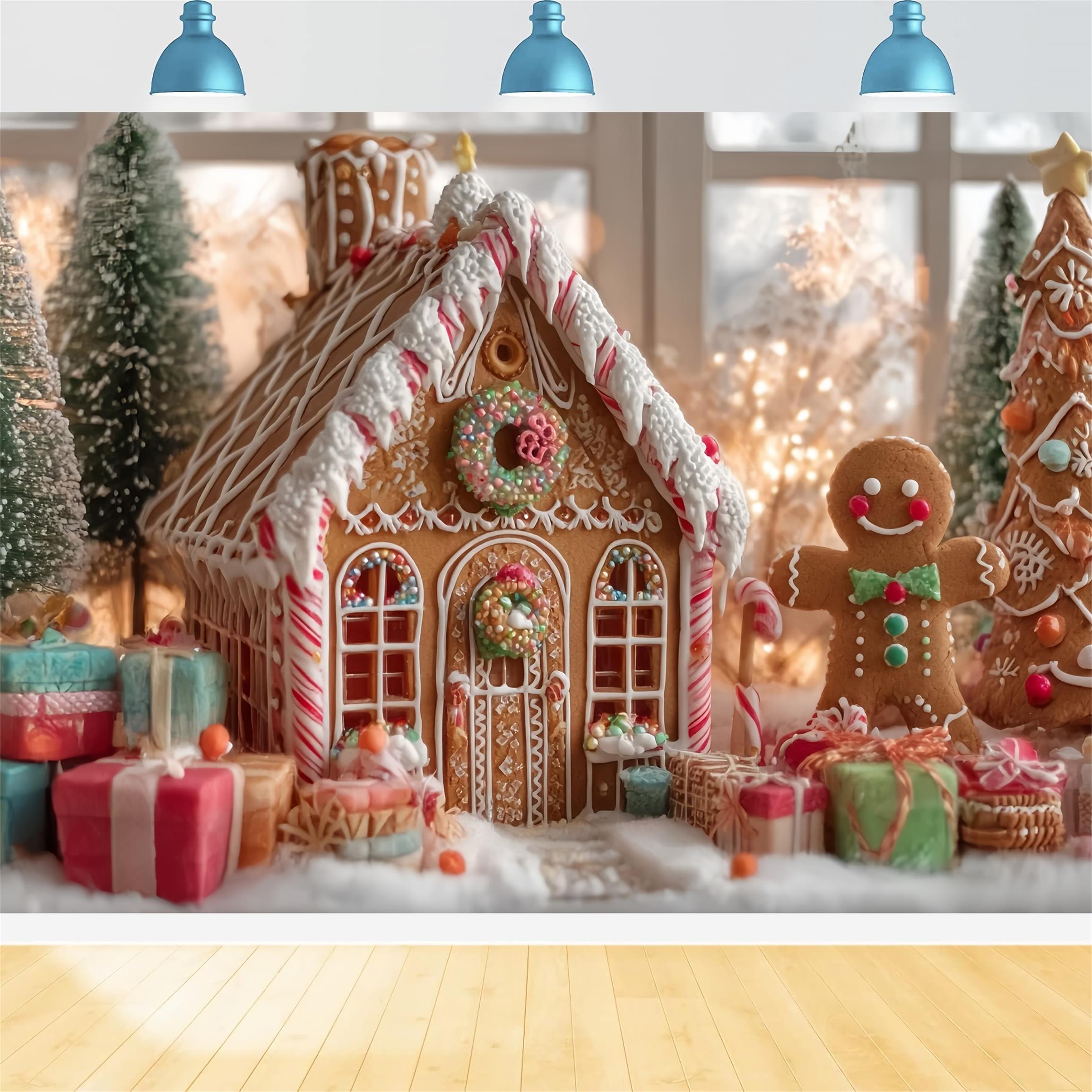 Gingerbread House Backdrop Holiday Cheer Gingerbread House Christmas Backdrops UK TWW59-92