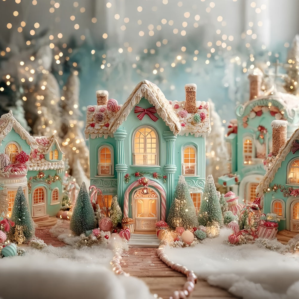 Gingerbread House Backdrop Candy Village Gingerbread Homes Christmas Backdrop Ideas UK TWW59-94