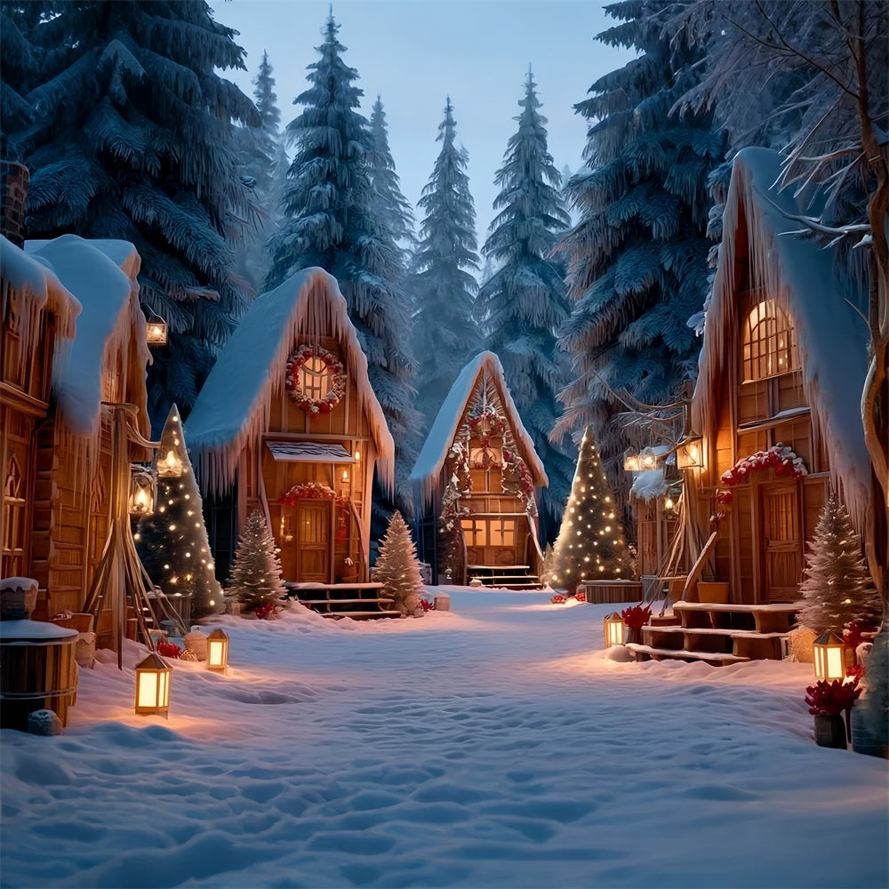 Christmas Country Backdrop Snowy Cabin Winter Village Christmas Backdrops UK TWW59-98