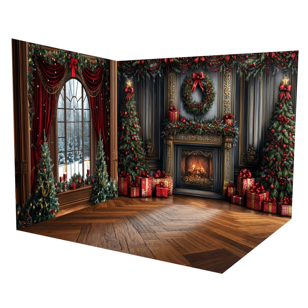 Christmas Backdrop Ideas Grand Fireplace Holiday Backdrop Room Set UK TWW6-102