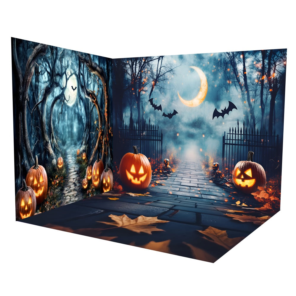 Halloween Backdrops Spooky Pumpkin Forest Gate Backdrop Room Set UK TWW6-115