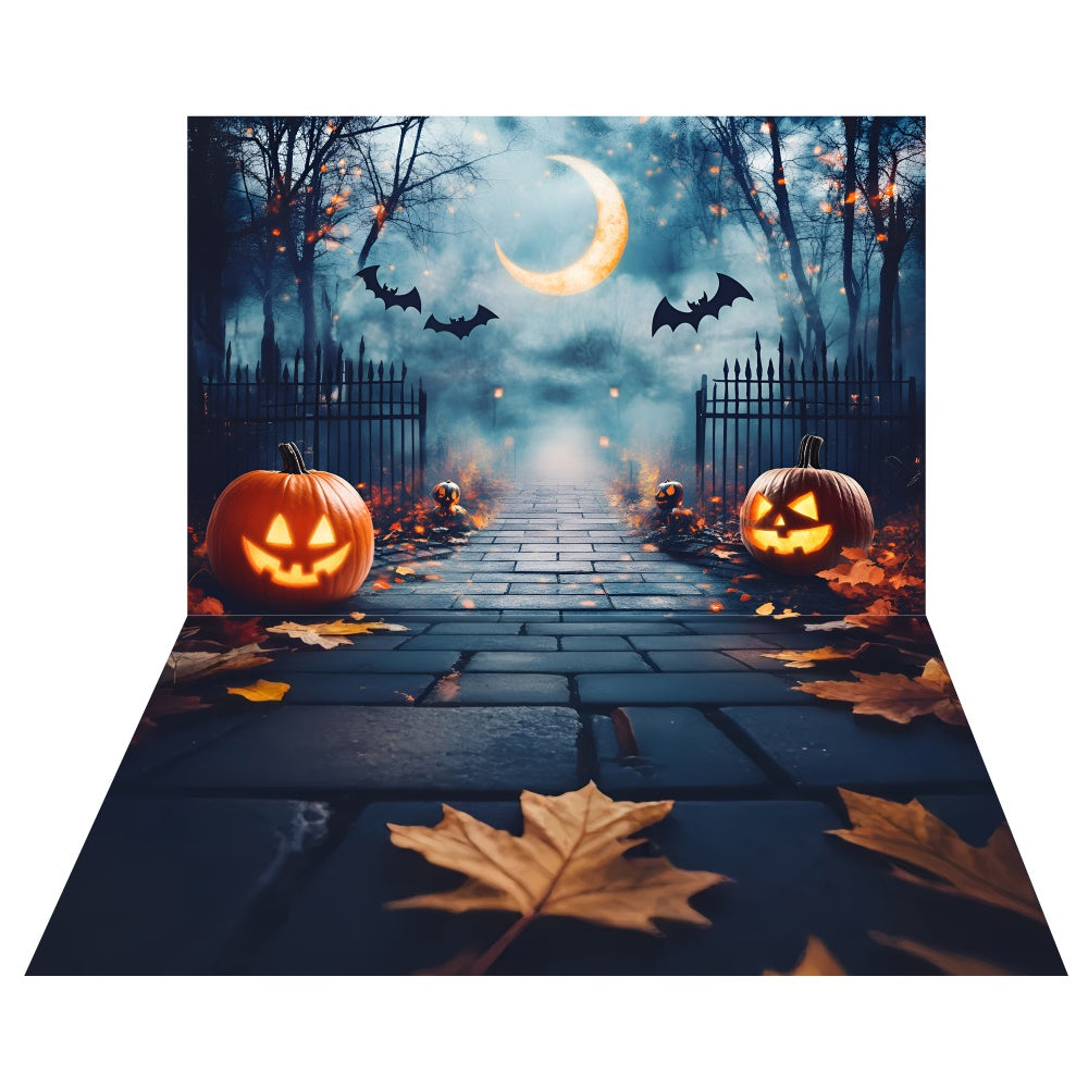 Halloween Moonlit Walk Backdrop+Brick Path Floor Backdrop UK TWW6-121
