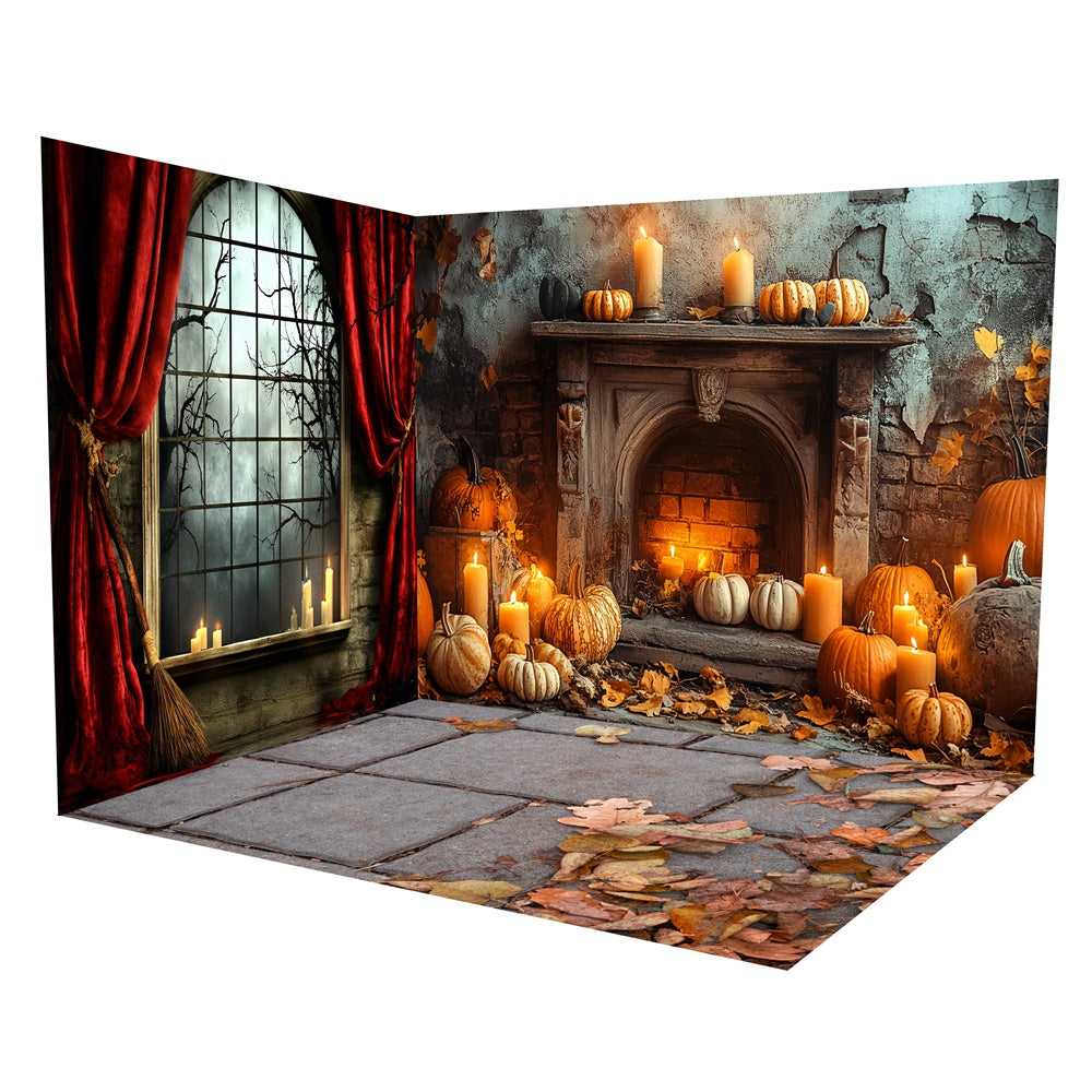 Halloween Backdrop Haunted Autumn Hearth Backdrop Backdrop Room Set UK TWW6-44