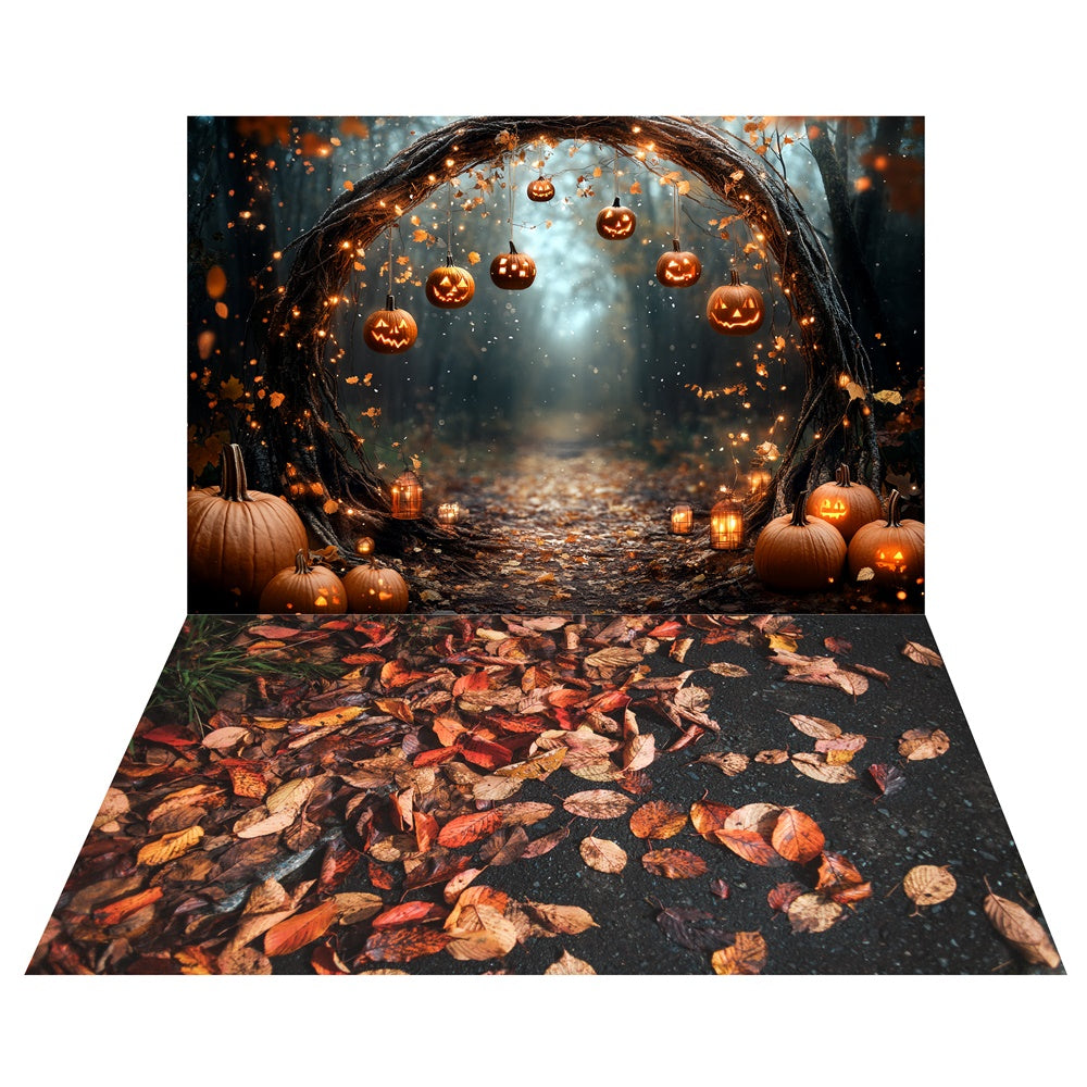 Pumpkin Arch Forest Backdrop+Leaf Path Floor Backdrop UK TWW6-53