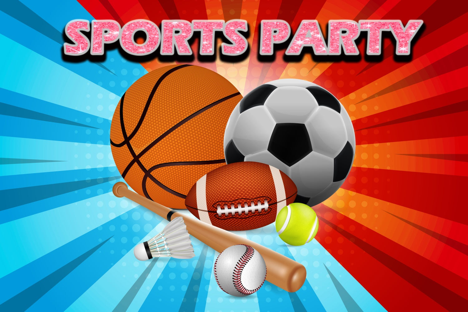 Sports Theme Backdrop Retro Sports Party Fun Backdrop UK TWW6-6
