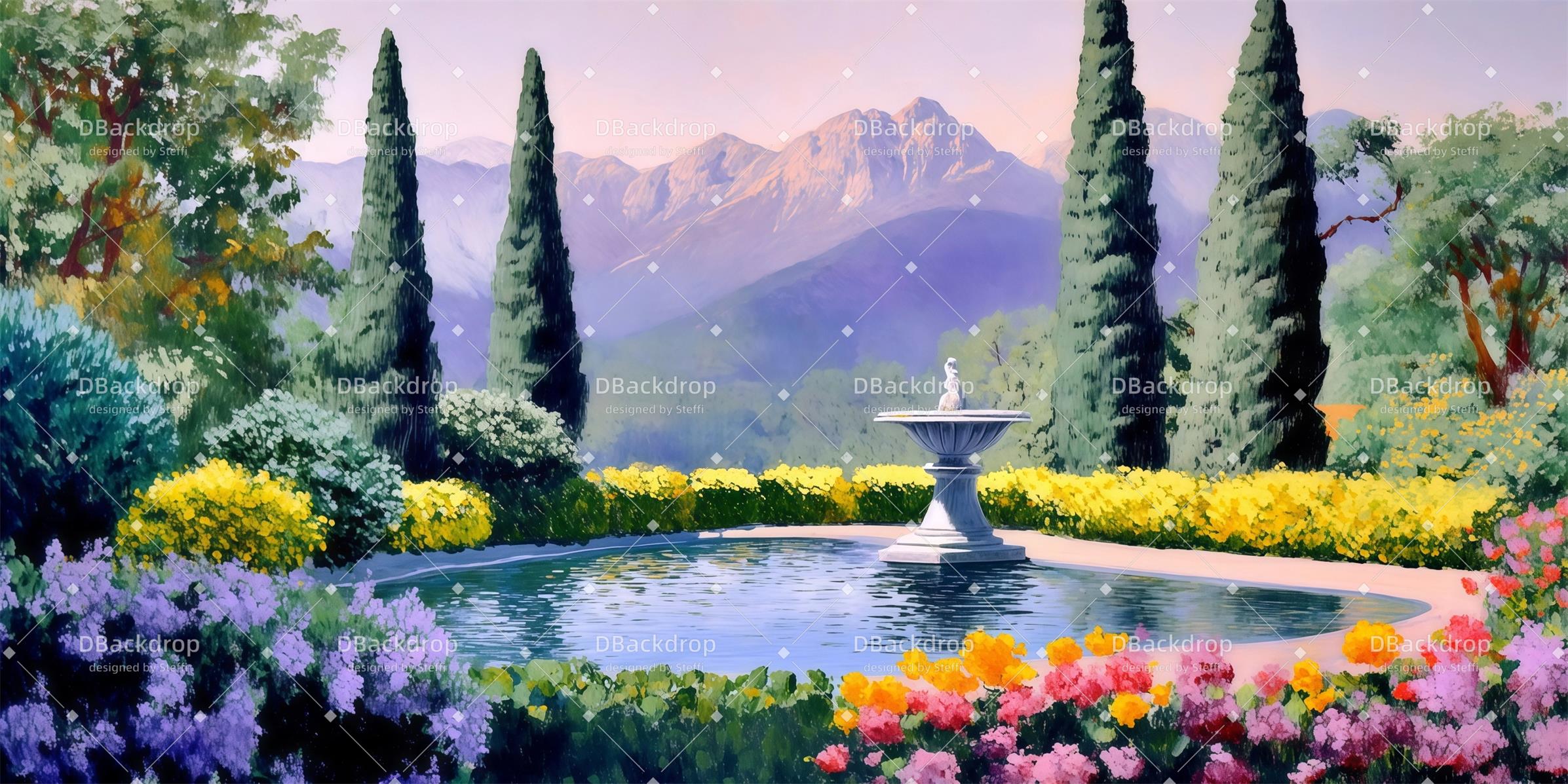 Dance Backdrops Villa Garden Scenery Backdrops for Theater UK CSH59-T76