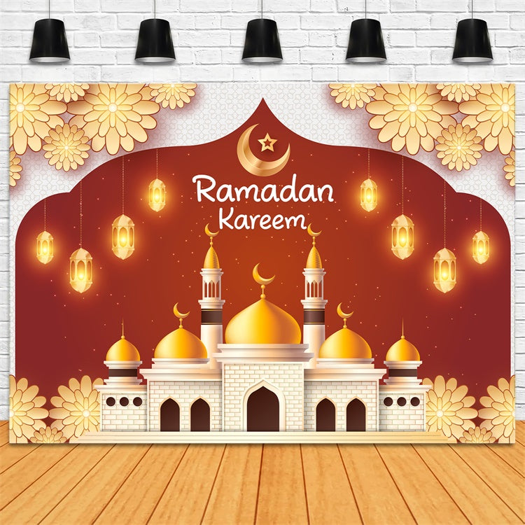 Ramadan Backdrops Golden Crescent Mosque Glow Backdrop UK XY2-103