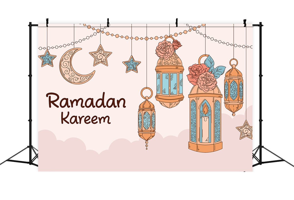 Ramadan Backdrops Rustic Floral Hanging Lantern Backdrop UK XY2-104