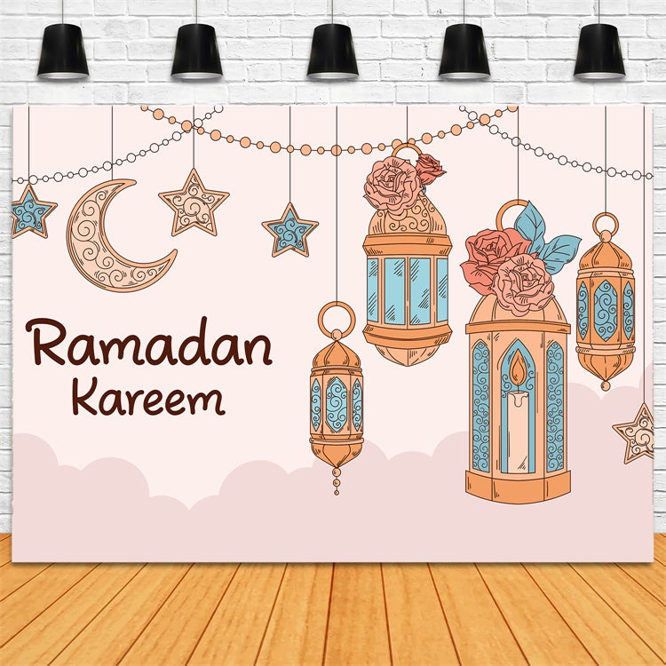 Ramadan Backdrops Rustic Floral Hanging Lantern Backdrop UK XY2-104