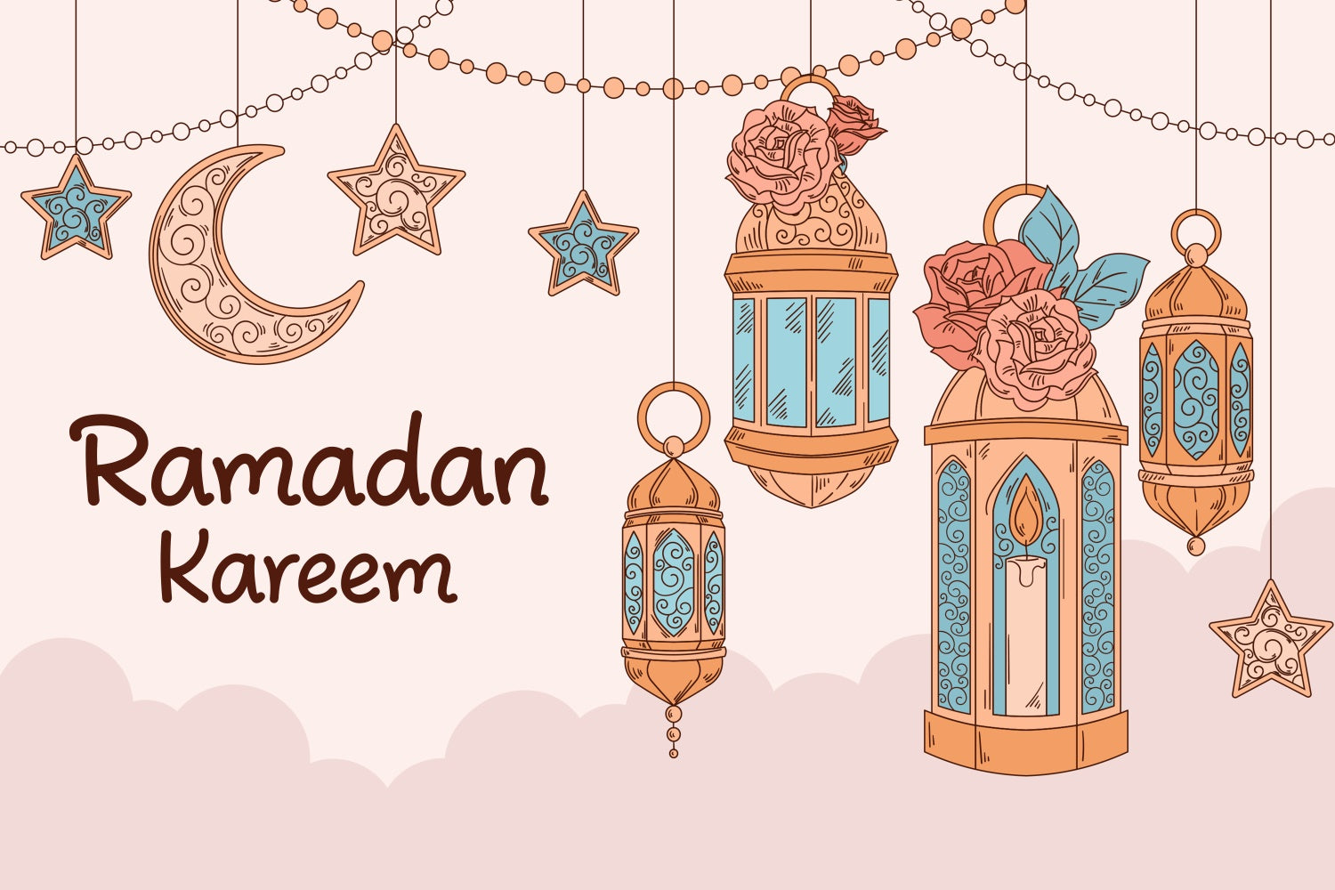 Ramadan Backdrops Rustic Floral Hanging Lantern Backdrop UK XY2-104