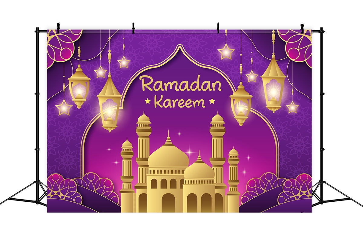 Ramadan Backdrops Royal Purple Gold Ramadan Backdrop UK XY2-105