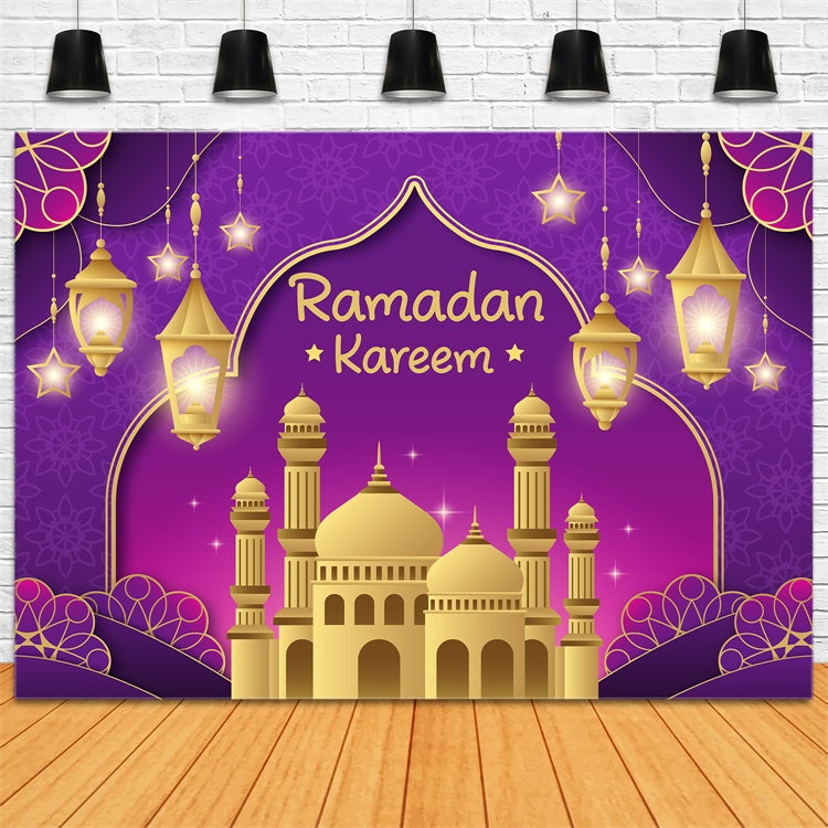 Ramadan Backdrops Royal Purple Gold Ramadan Backdrop UK XY2-105