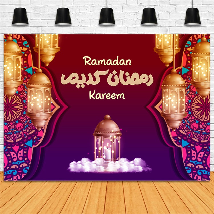 Ramadan Backdrops Deep Red Lantern Glow Backdrop UK XY2-106