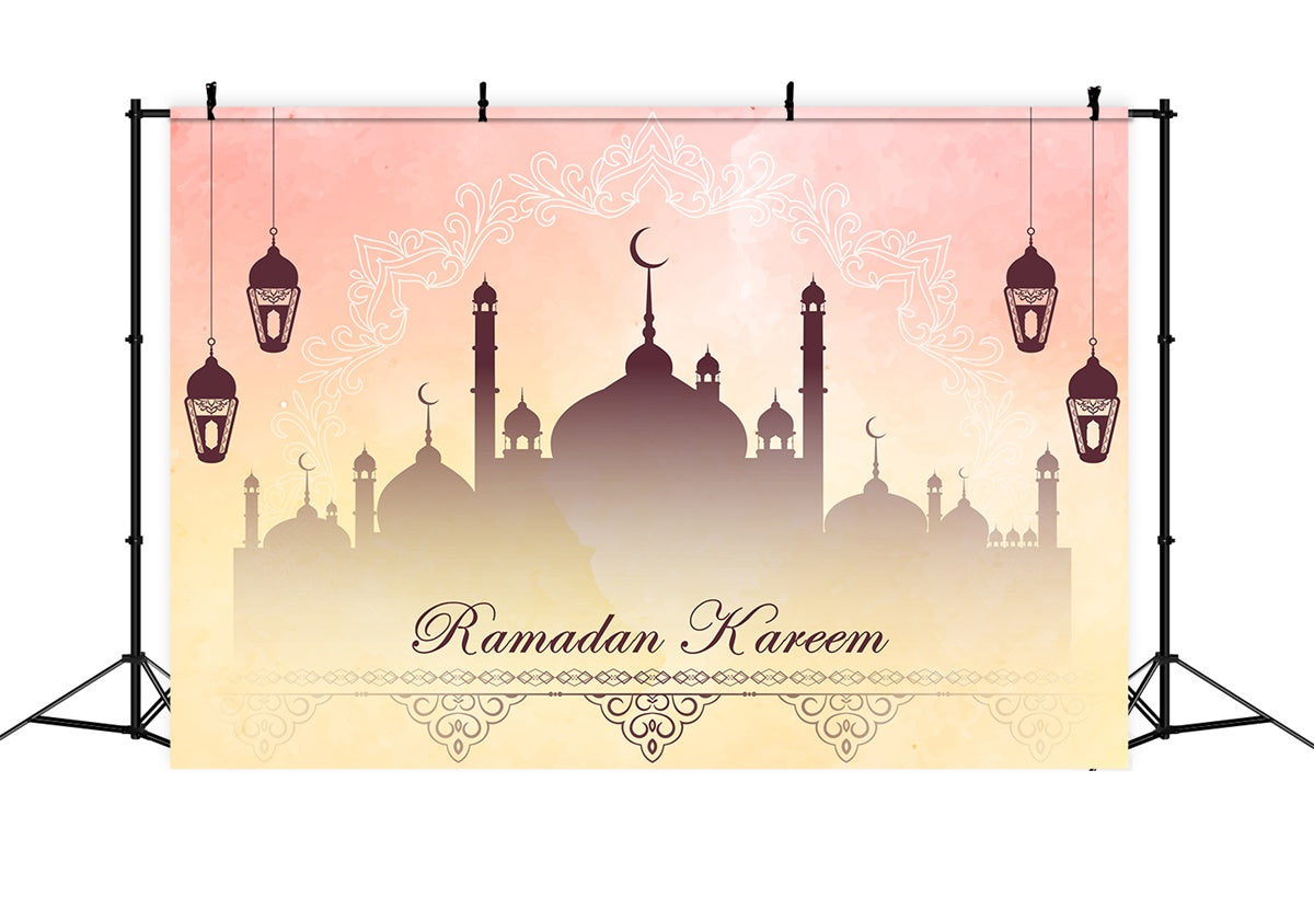 Ramadan Backdrops Elegant Lanterns Mosque Backdrop UK XY2-107