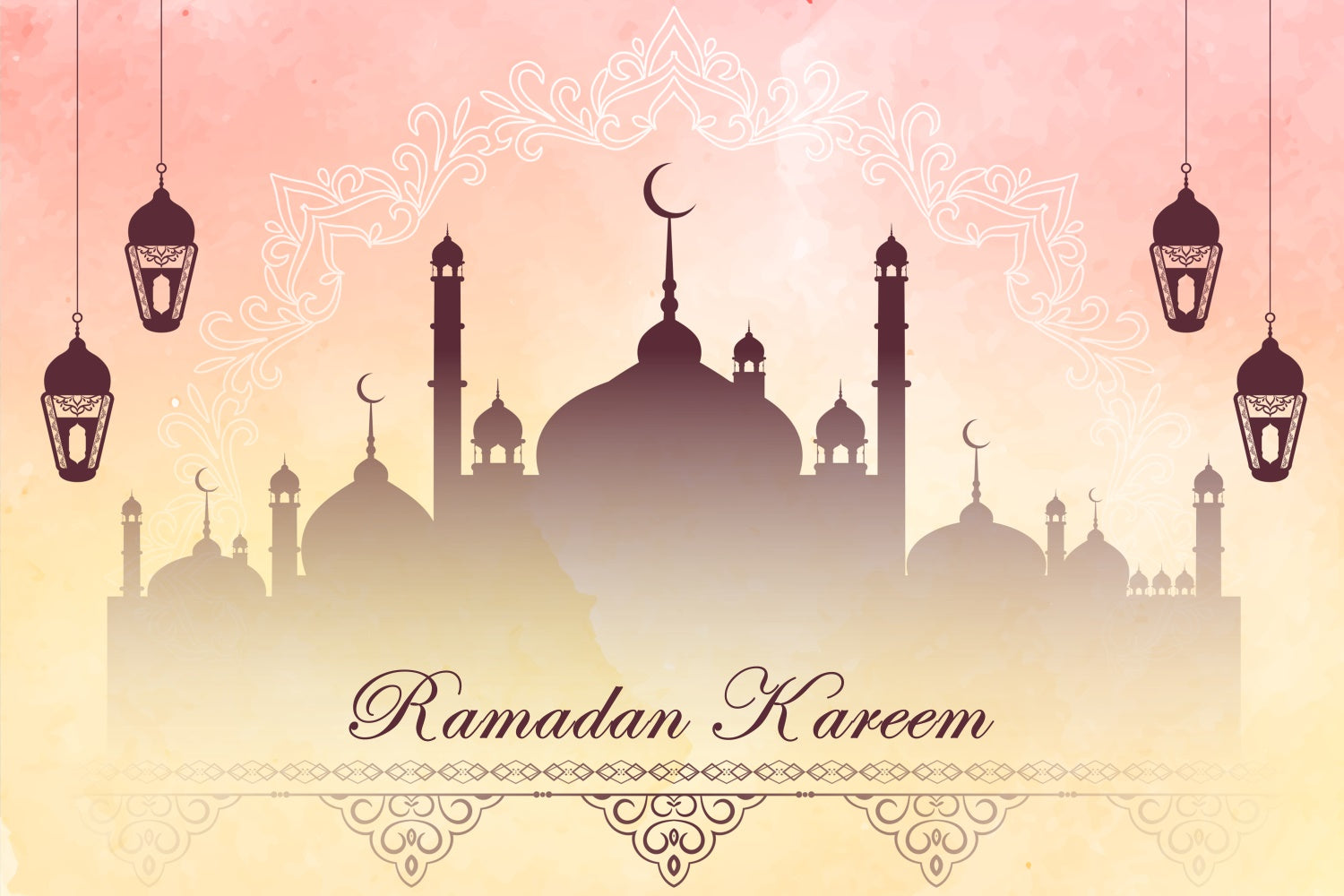 Ramadan Backdrops Elegant Lanterns Mosque Backdrop UK XY2-107