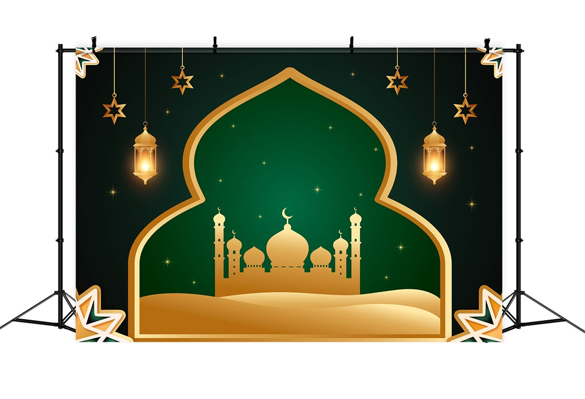 Ramadan Backdrops Gold Framed Starry Mosque Backdrop UK XY2-108