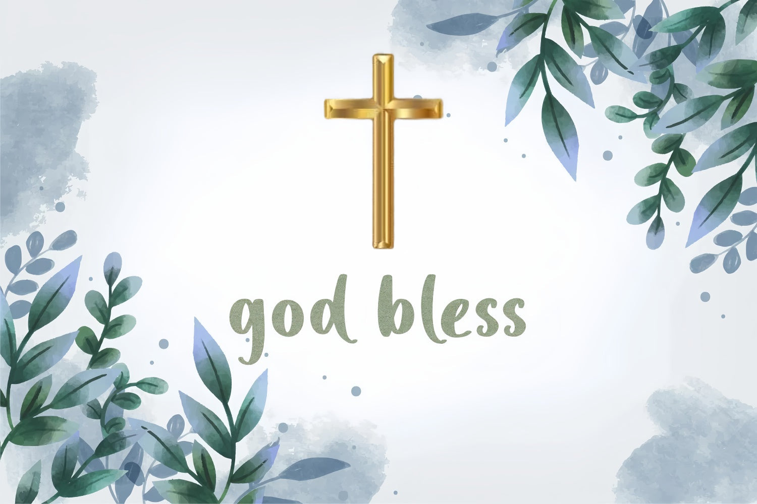 Baptism Backdrop Watercolor Greenery Gold Cross Backdrop UK XY2-113