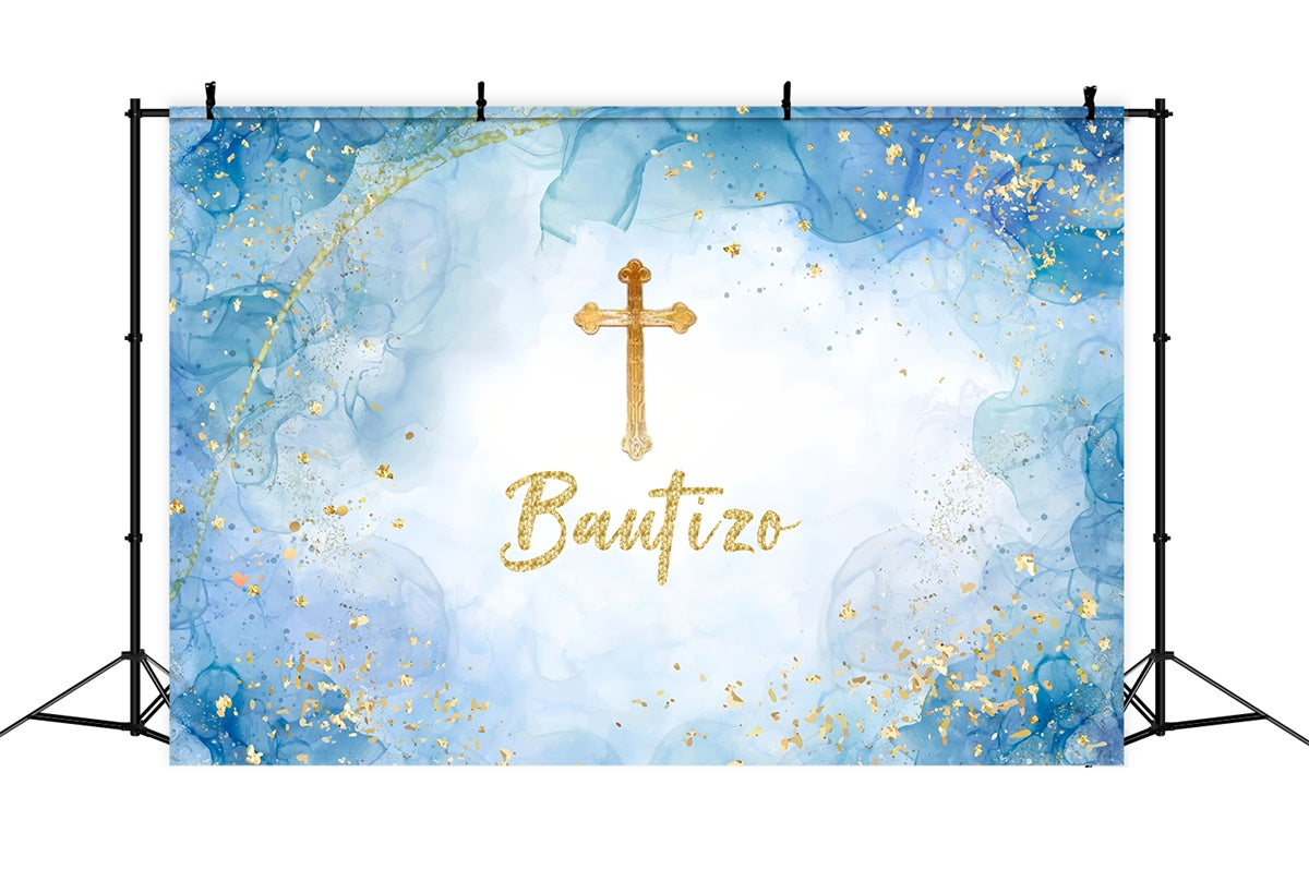 Baptism Photo Backdrop Royal Blue Gold Cross Backdrop UK XY2-115