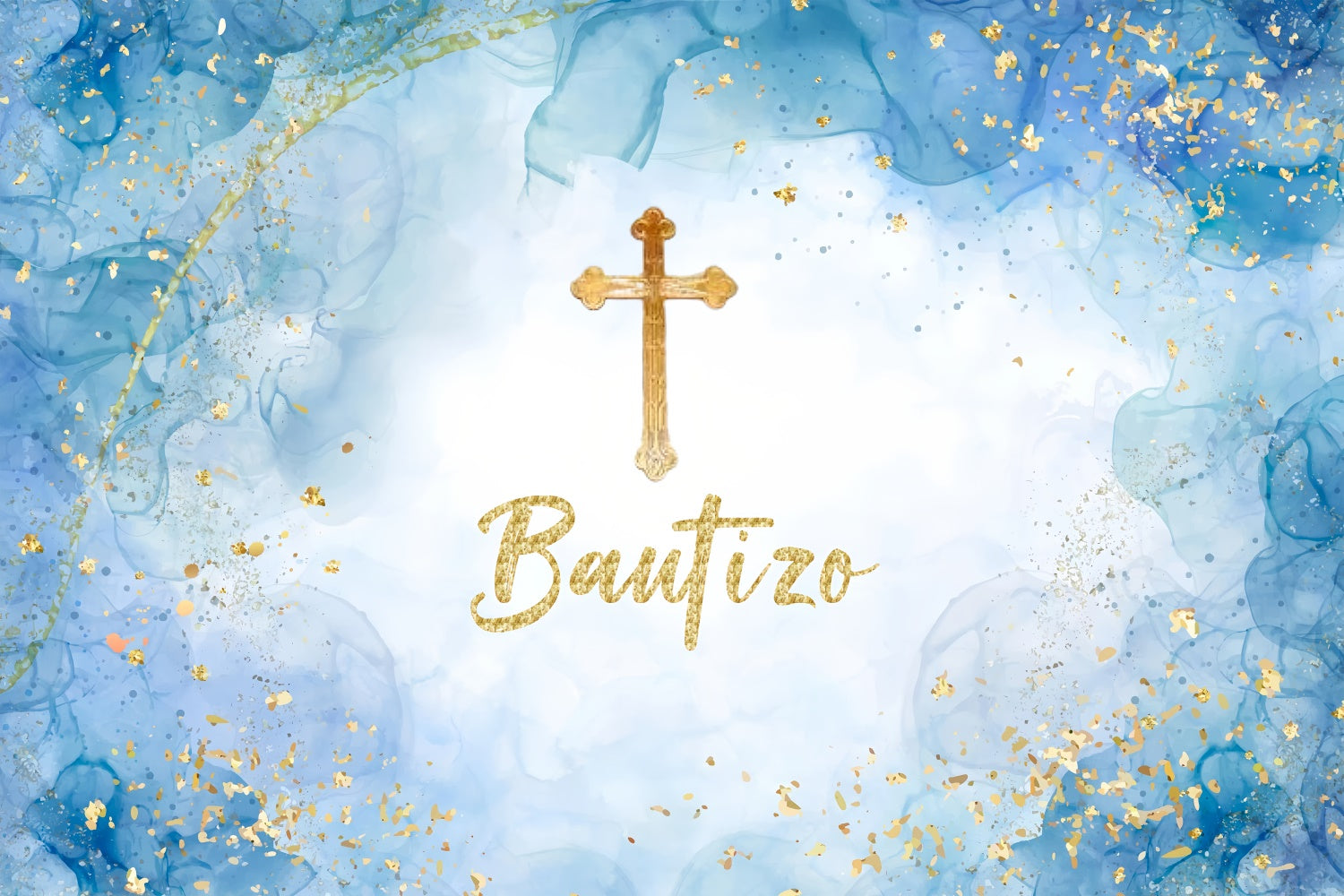 Baptism Photo Backdrop Royal Blue Gold Cross Backdrop UK XY2-115