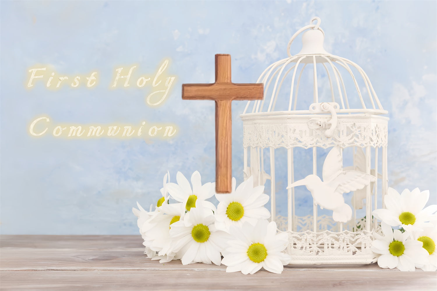 Baptism Backdrops Elegant White Birdcage Floral Backdrop UK XY2-116