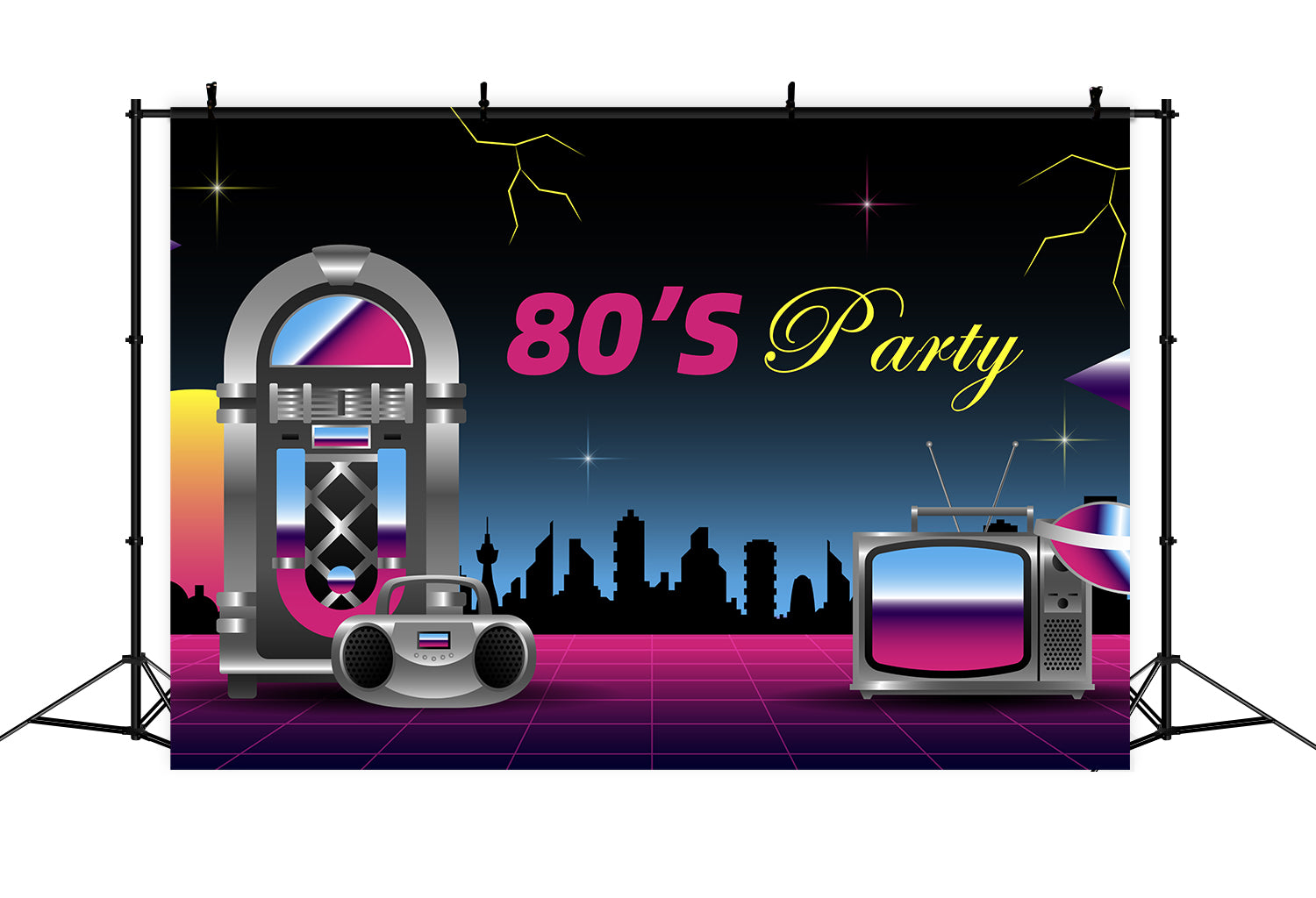 Dance Party Backdrops Retro 80s Music Party Backdrop UK XY2-120