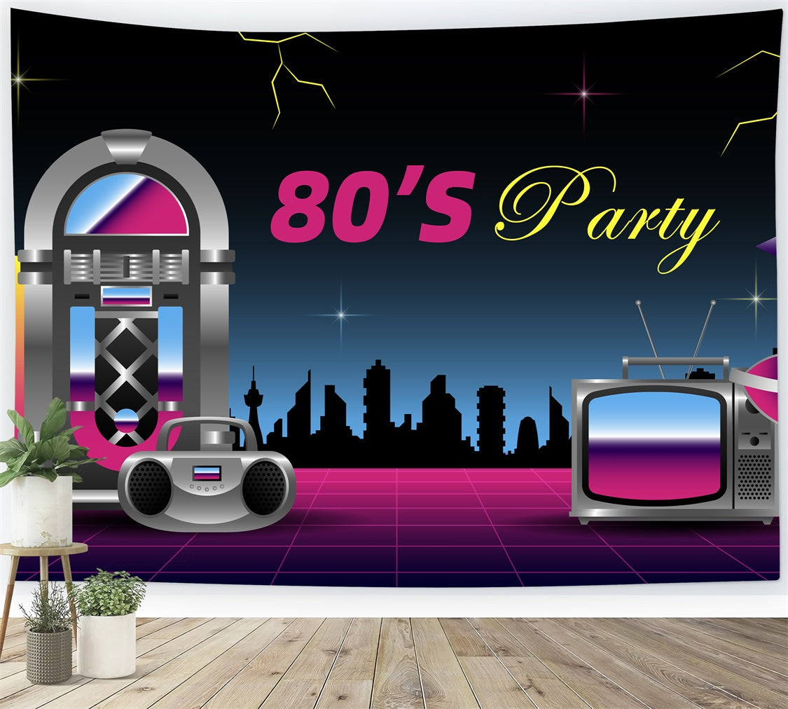 Dance Party Backdrops Retro 80s Music Party Backdrop UK XY2-120