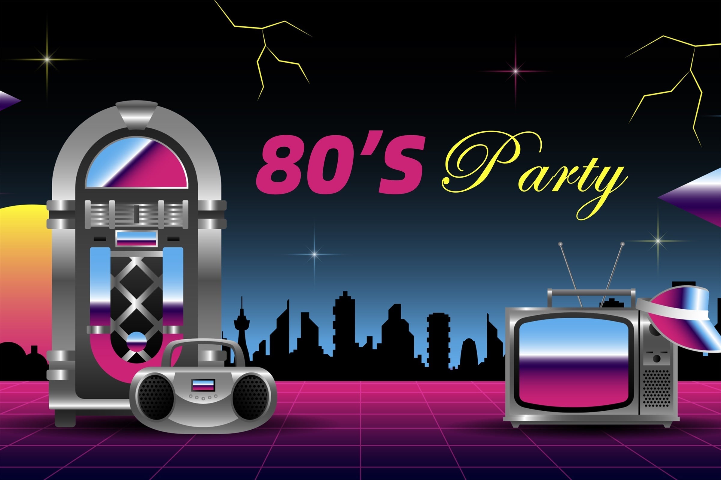 Dance Party Backdrops Retro 80s Music Party Backdrop UK XY2-120