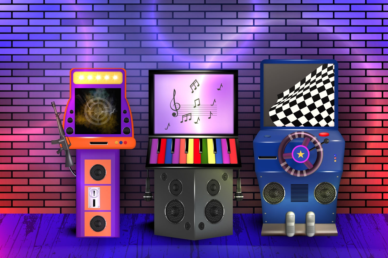 Dance Backdrop Colorful Music Game Arcade Backdrop UK XY2-121